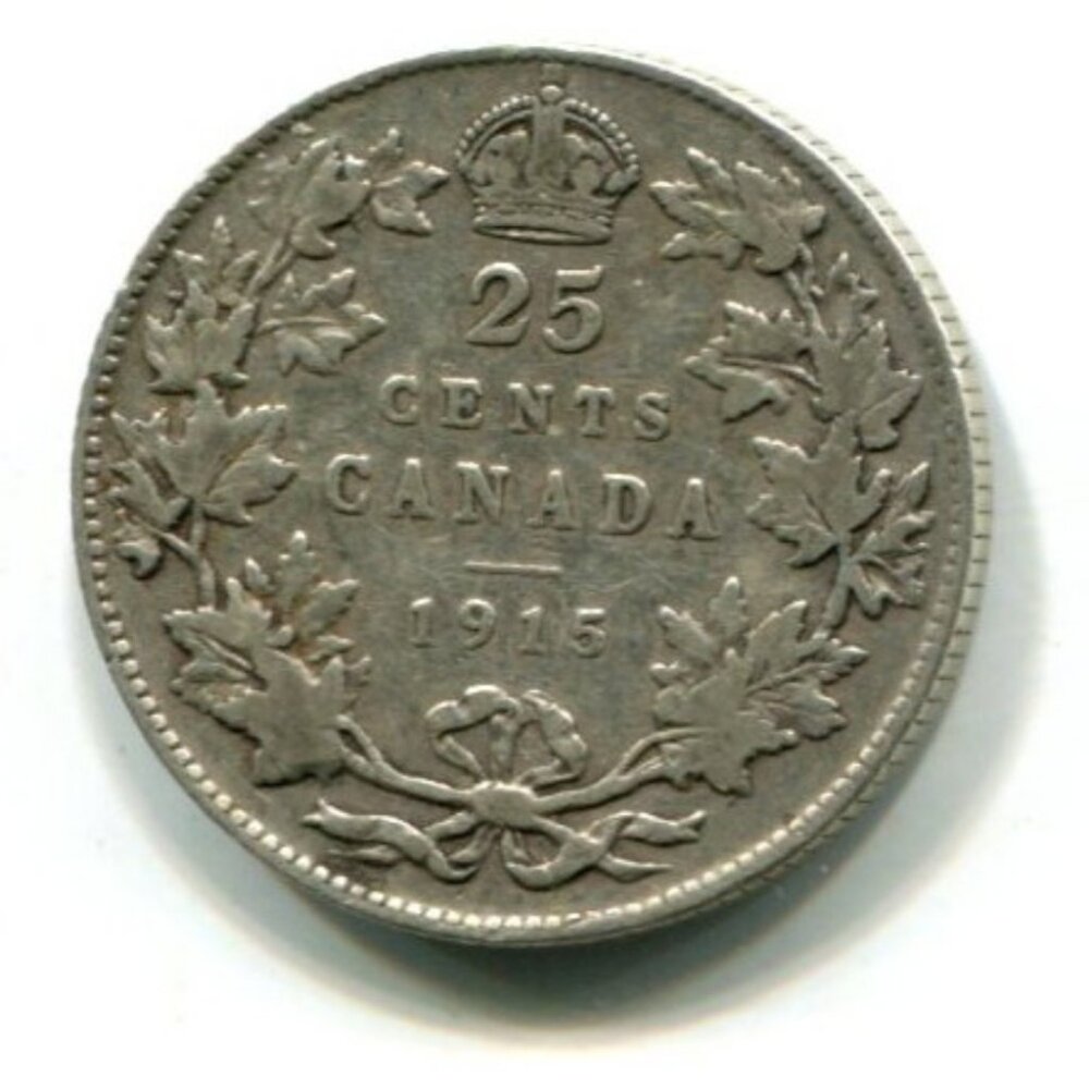 1915 Canada Silver 25c Coin (b718-3)